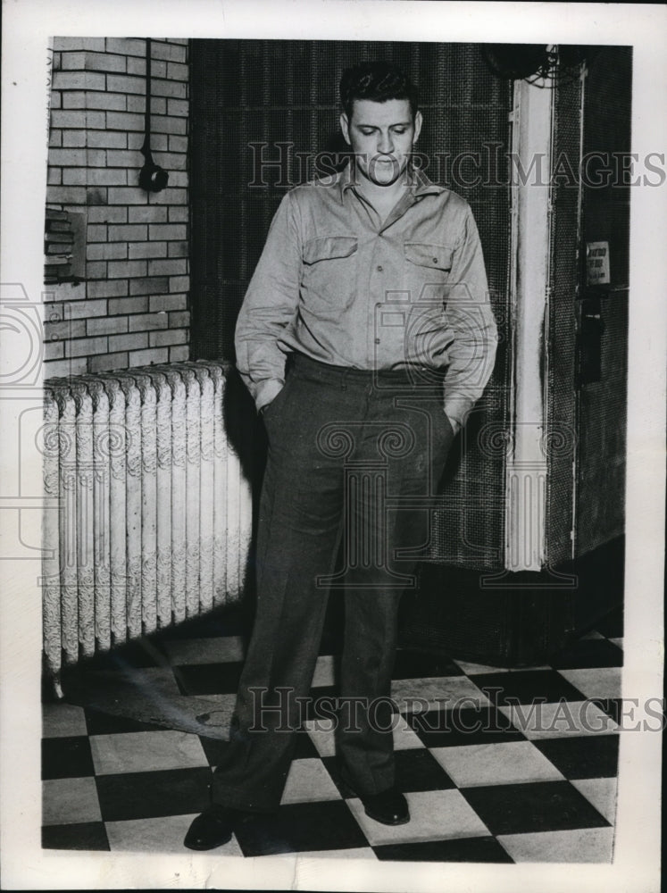 1947 Press Photo Terre Haute Ind John Fagab in jail for death of a child- Historic Images