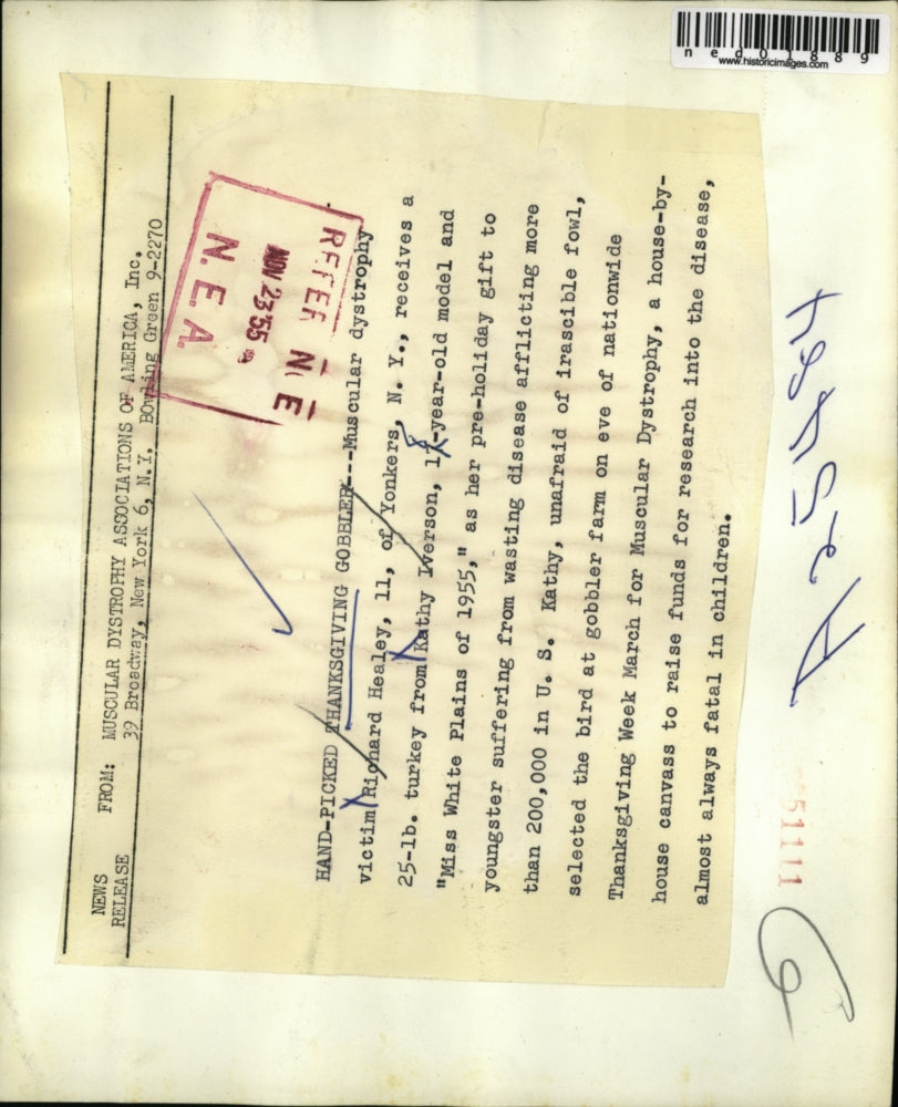 1955 Press Photo Richard Healey, Kathy Iverson & turkeys