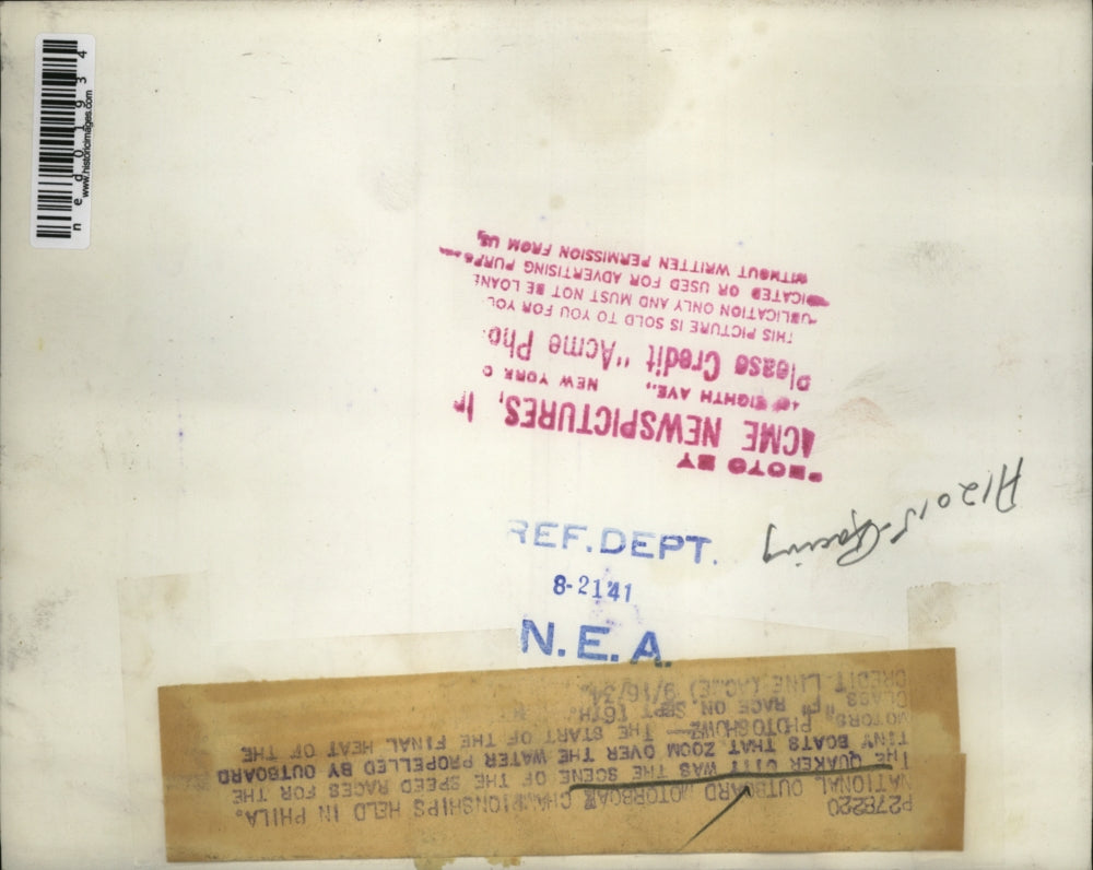 1934 Press Photo Air view of Natl Outboard motorboat race in Philadelphia PA