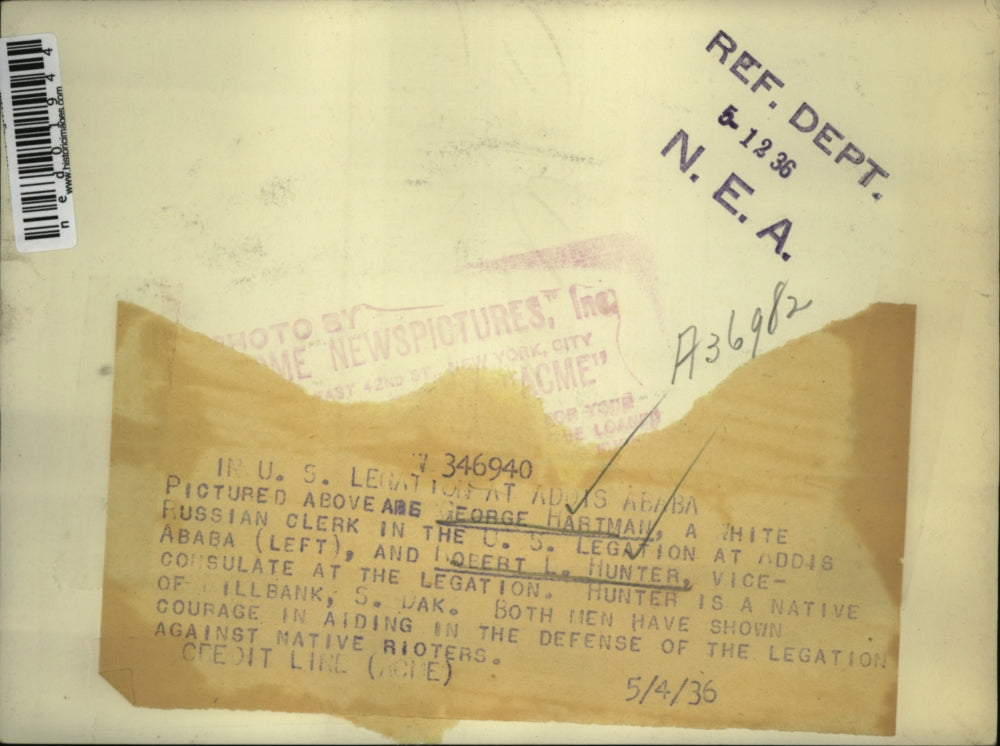 1936 Press Photo Forge Hartman and R. hunter both have shown courage