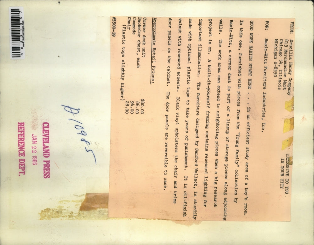 1966 Press Photo Young Family collection of furniture by Basic