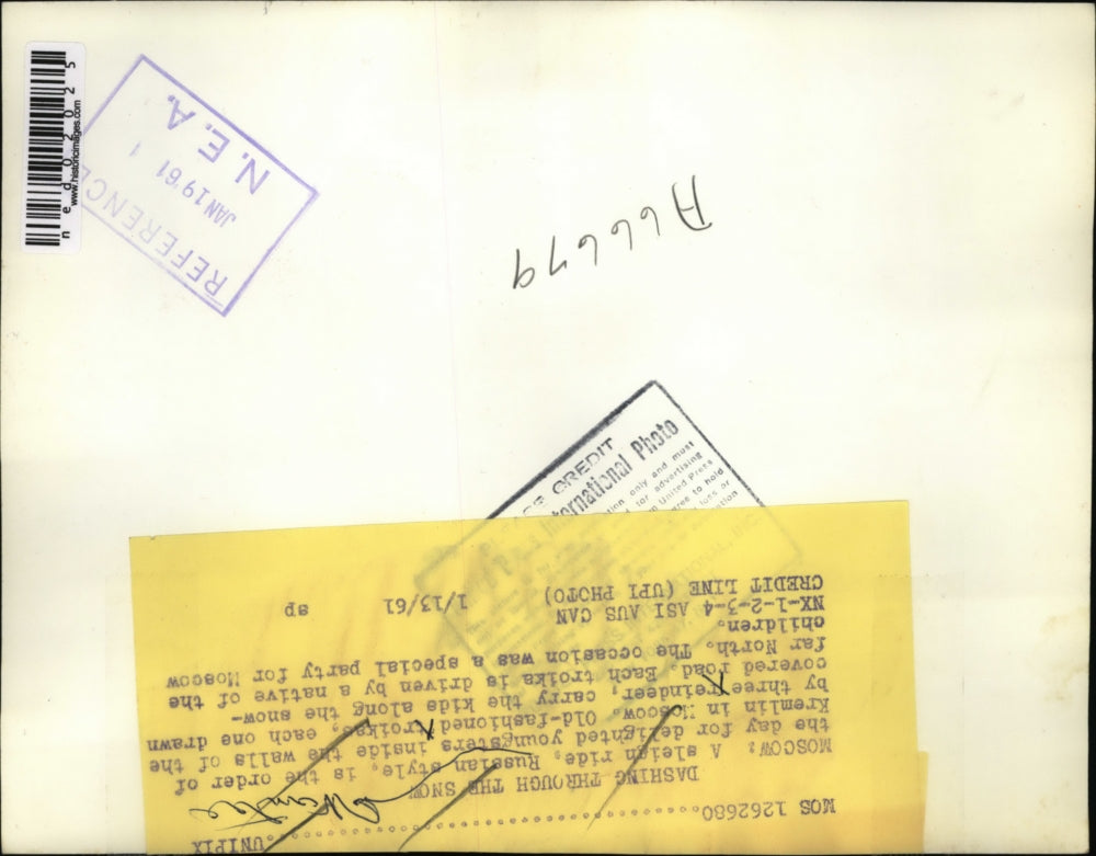 1961 Press Photo The Russian style of dashing through the snow