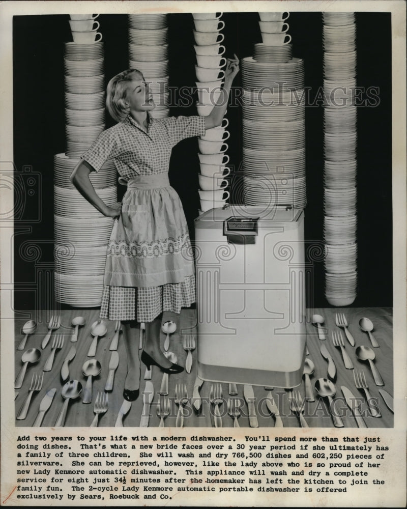 1959 Press Photo Kennore automatic dishwasher