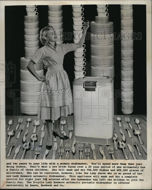 1959 Press Photo Kennore automatic dishwasher