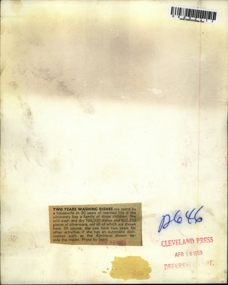 1959 Press Photo Kennore automatic dishwasher