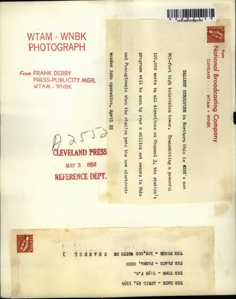 1954 Press Photo The NBK Television Tower is the highest structure in Ohio