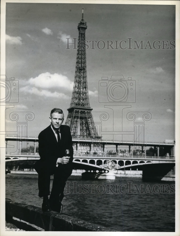 1961 Press Photo Shot near the Eiffel Tower is John Rich NBC from News in Paris