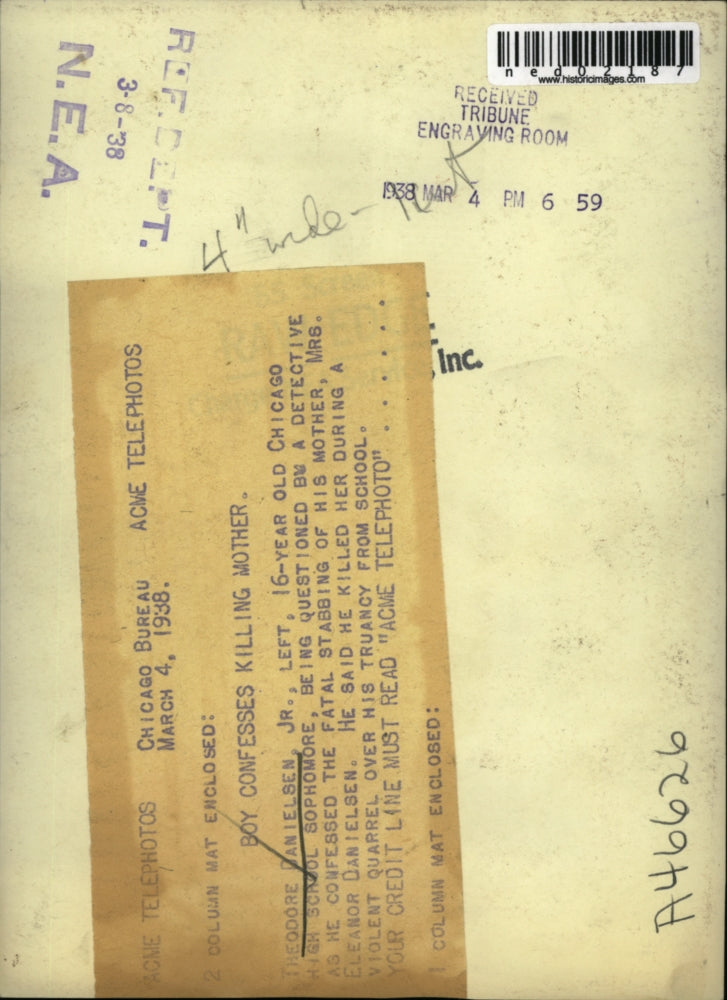 1938 Press Photo Theodore Danielsen Jr, 16, Sophomore in Chicago Highschool