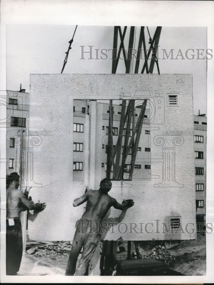 1955 Media Photo In District of Prague in Czechoslovakia, using a new crane