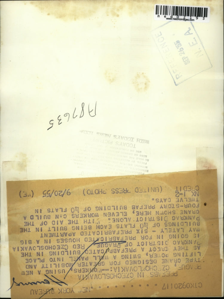 Load image into Gallery viewer, 1955 Media Photo In District of Prague in Czechoslovakia, using a new crane
