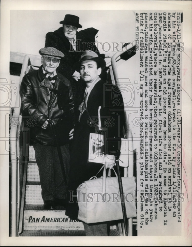 1949 Press Photo New York Frank Zahourea 91 year old Czech-American