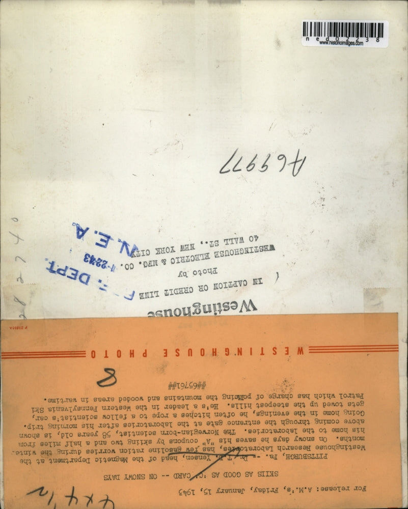 1943 Press Photo Dr. Yensen is the Head of the Magnetic Department