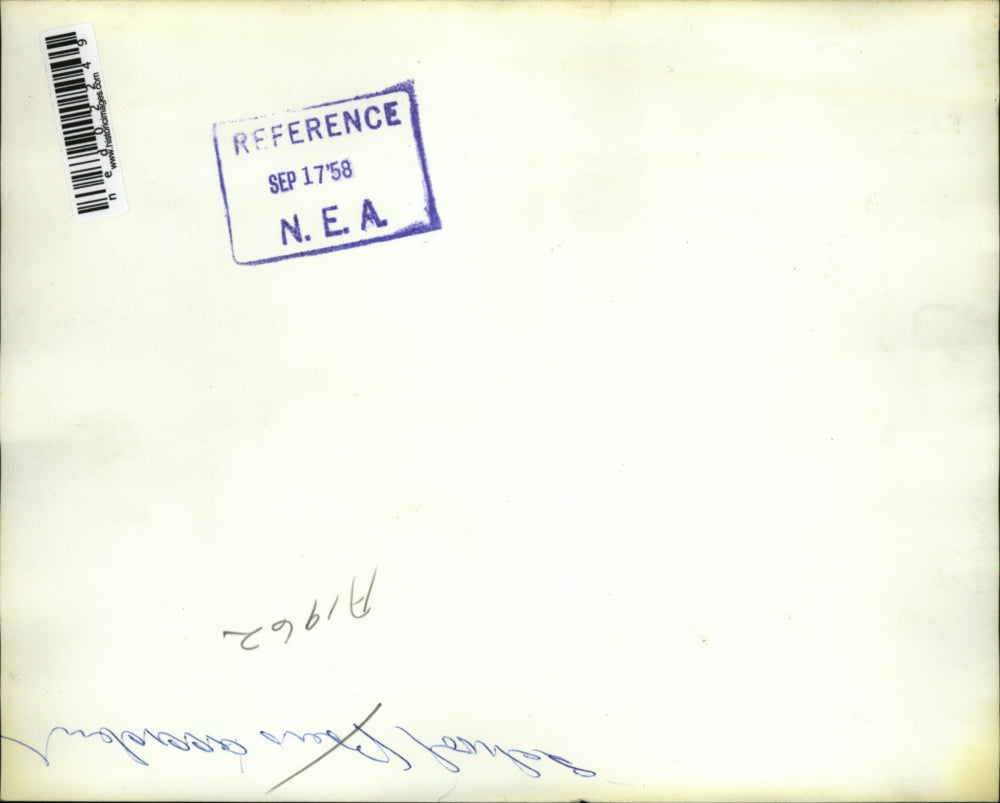 1958 Press Photo The demolished rear end of the bus, which caught the impact.