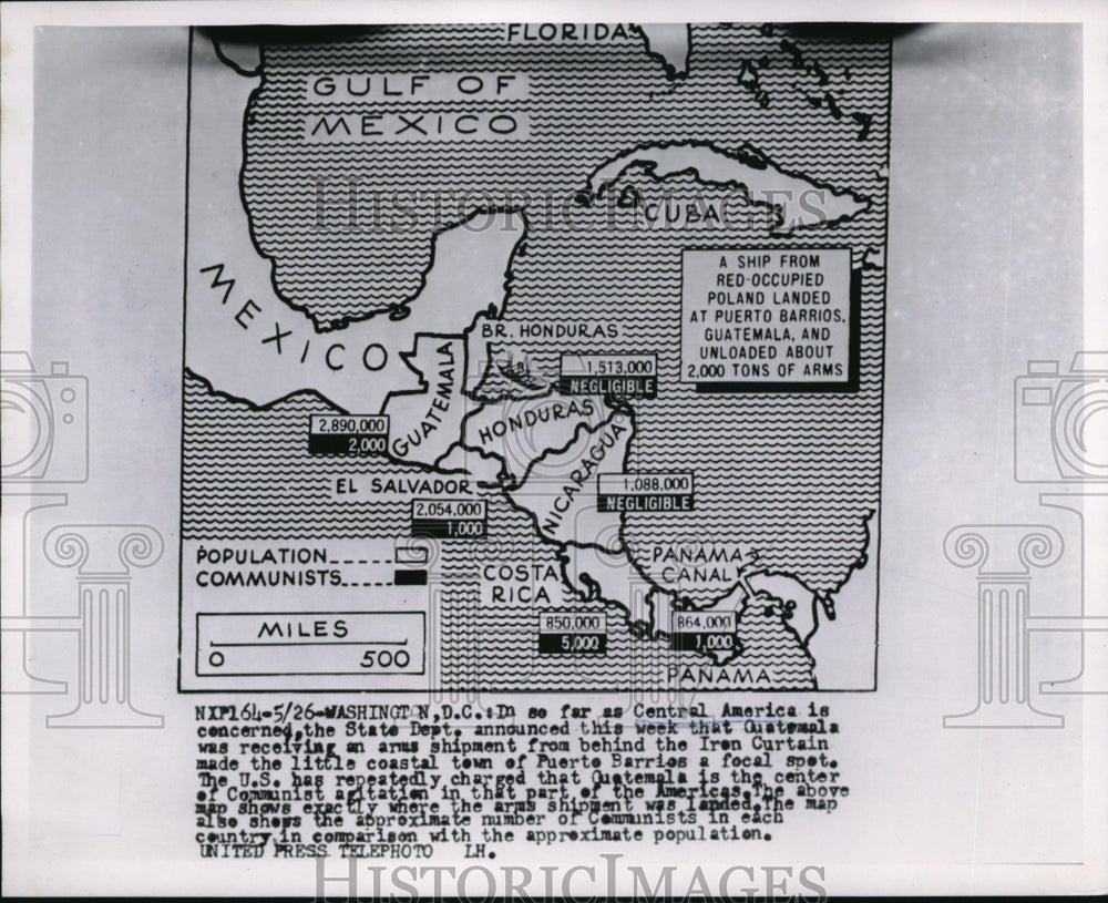 1954 Press Photo State Department announced that as far as Central America