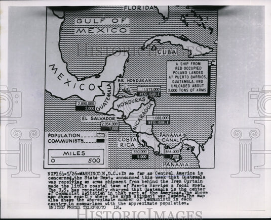 1954 Press Photo State Department announced that as far as Central America