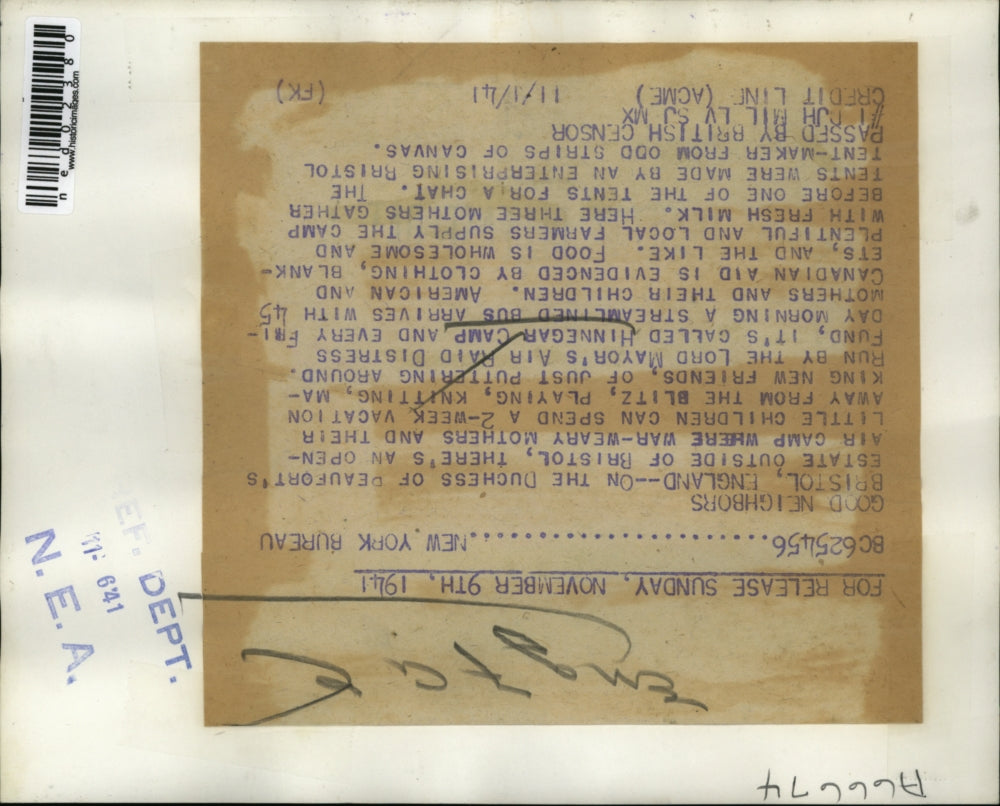 1941 Press Photo Bristol England Duchess of Beaufort's estate now Hinnegar camp