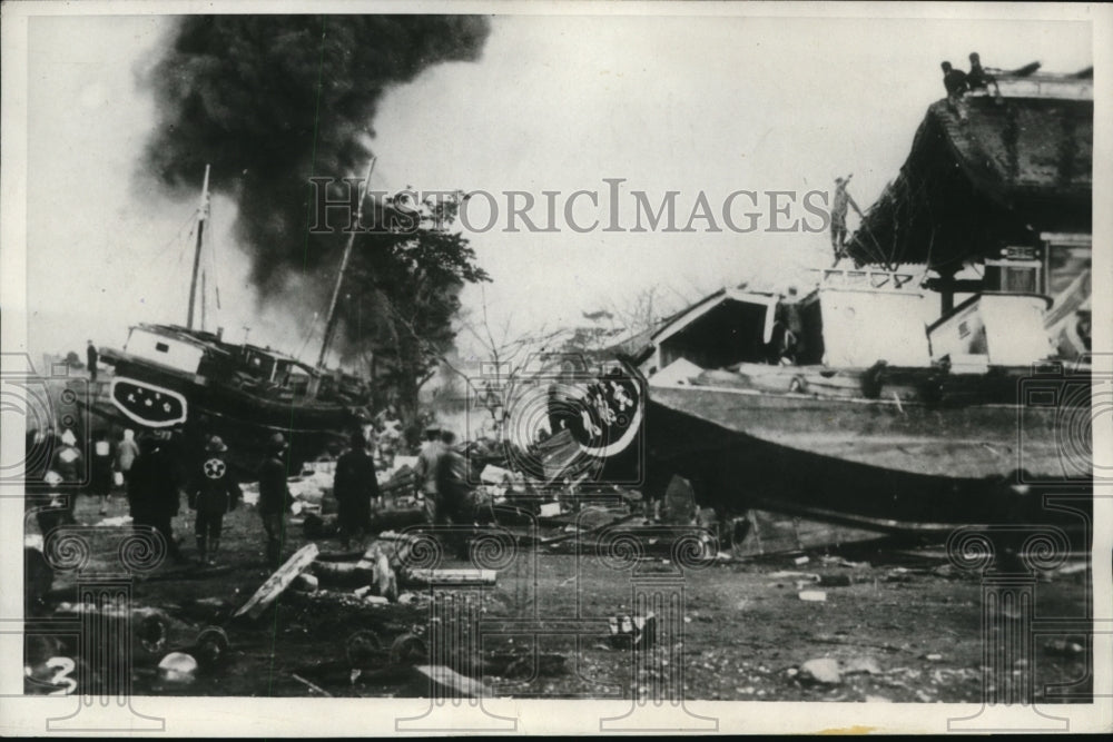 1933 Press Photo The damages of the tidal wave in Kamaishi Japan