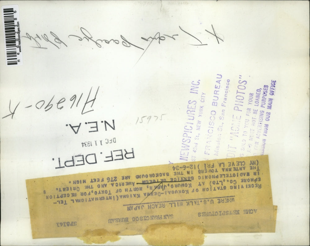 1934 Press Photo Long Distance cannot stop U.S. and Japan to communicate