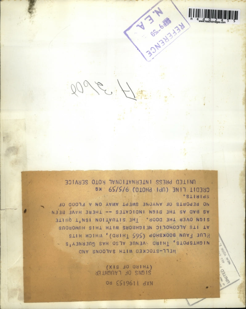 1959 Press Photo stocked with saloons and nightspots 3rd avenue