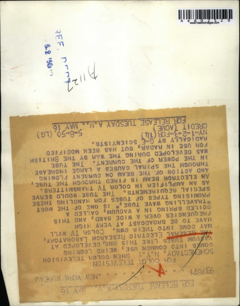 1950 Press Photo Schnectady NY Vacuum tubs to be used for new color TV