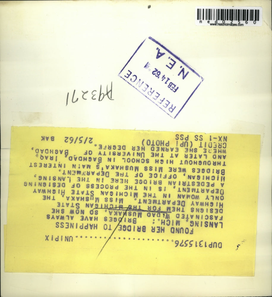 1962 Press Photo Lansing Mich Widad Mushaka bridge designs for Highway dept