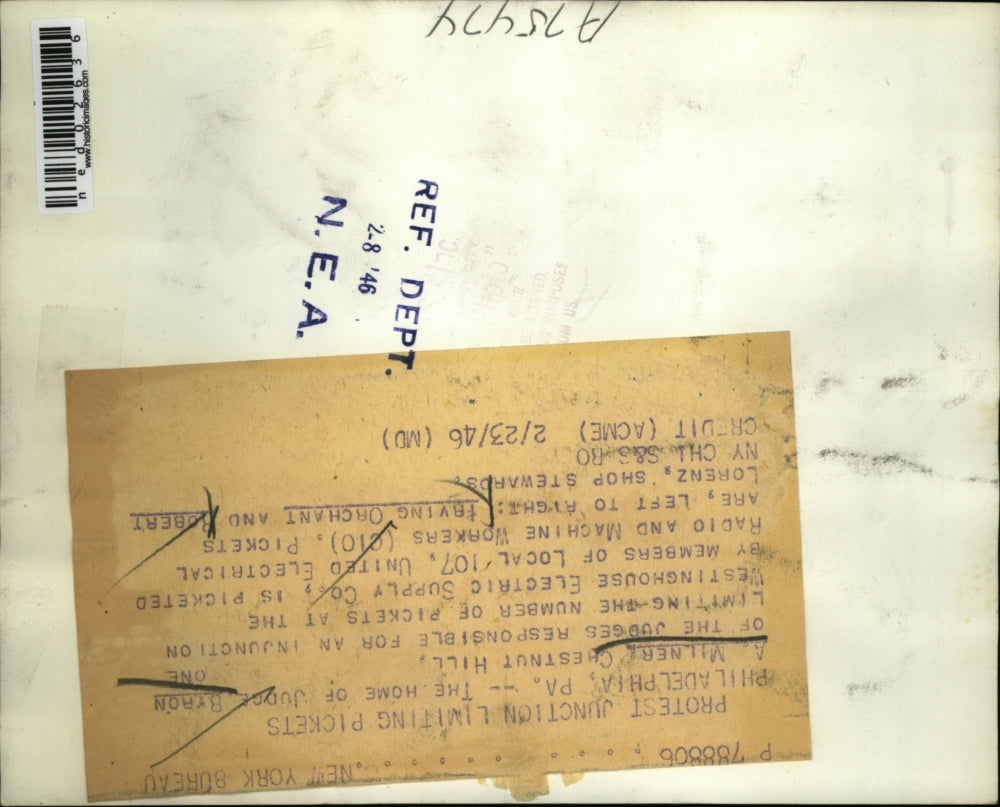 1946 Press Photo Philadelphia Pa Home of JUdge Byron Milner picketed