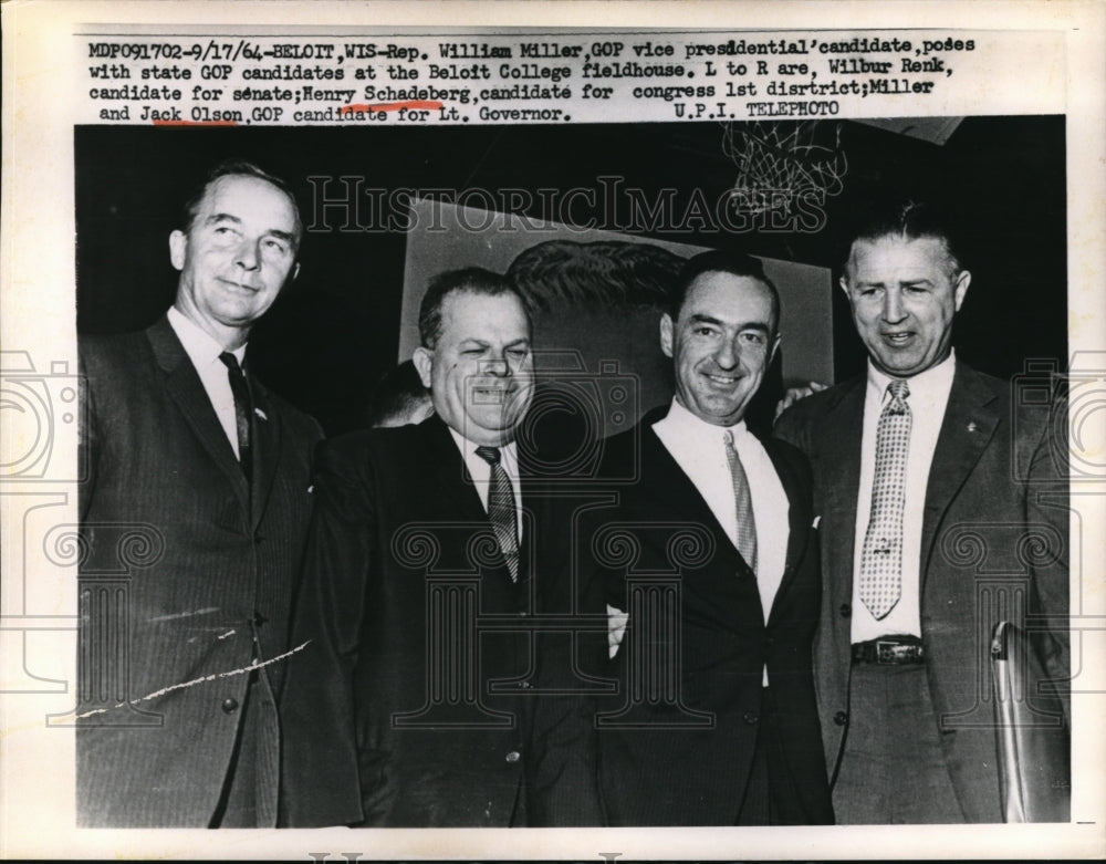1964 Press Photo Beloit Wis Rep Wm Miller, Wilbur Renk, Henry Schadeberg