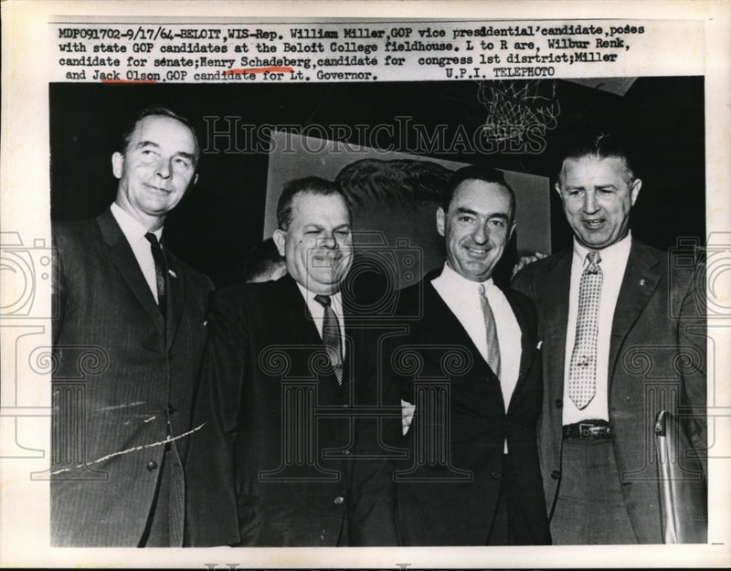 Load image into Gallery viewer, 1964 Press Photo Beloit Wis Rep Wm Miller, Wilbur Renk, Henry Schadeberg
