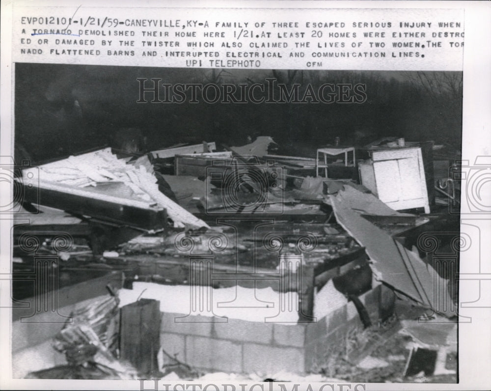 1959 Press Photo The Twister flattened barns & damage communication lines