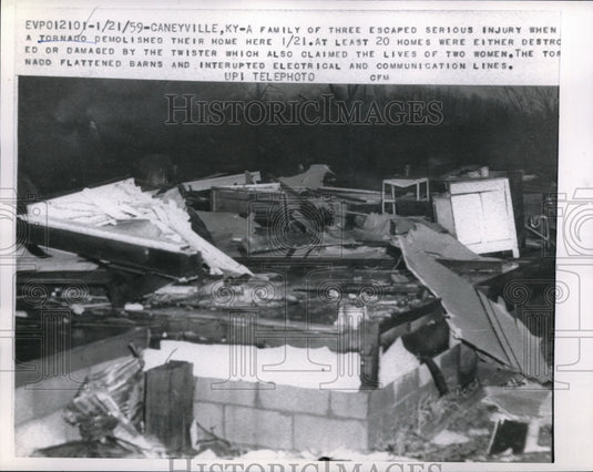 1959 Press Photo The Twister flattened barns & damage communication lines