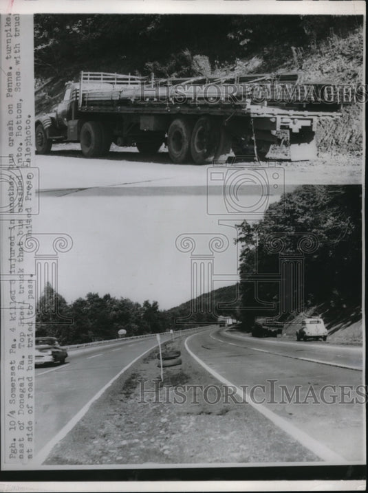 1952 Press Photo Steel truck that bus crashed into