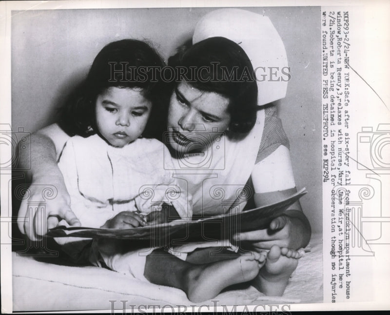 Load image into Gallery viewer, 1952 Press Photo Roberta Reny relaxes with nurse Mary Jane Weir
