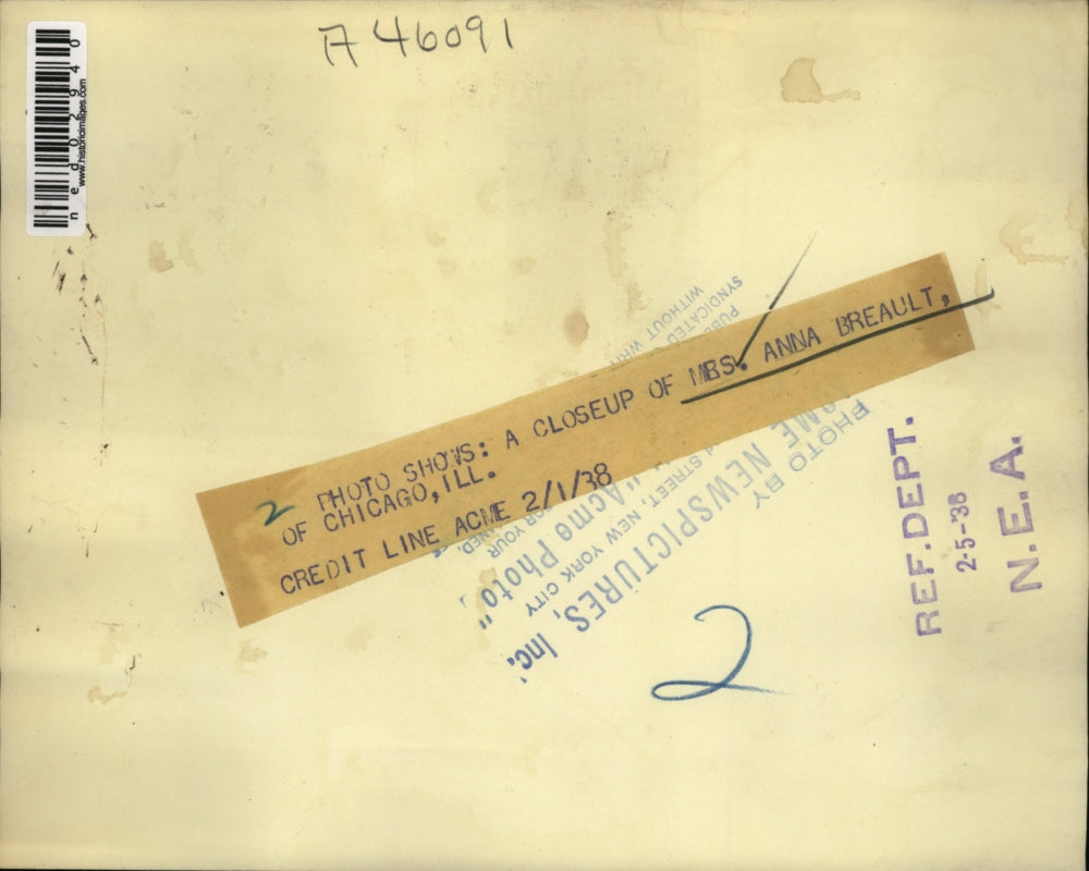 1938 Press Photo Mrs Anna Breault