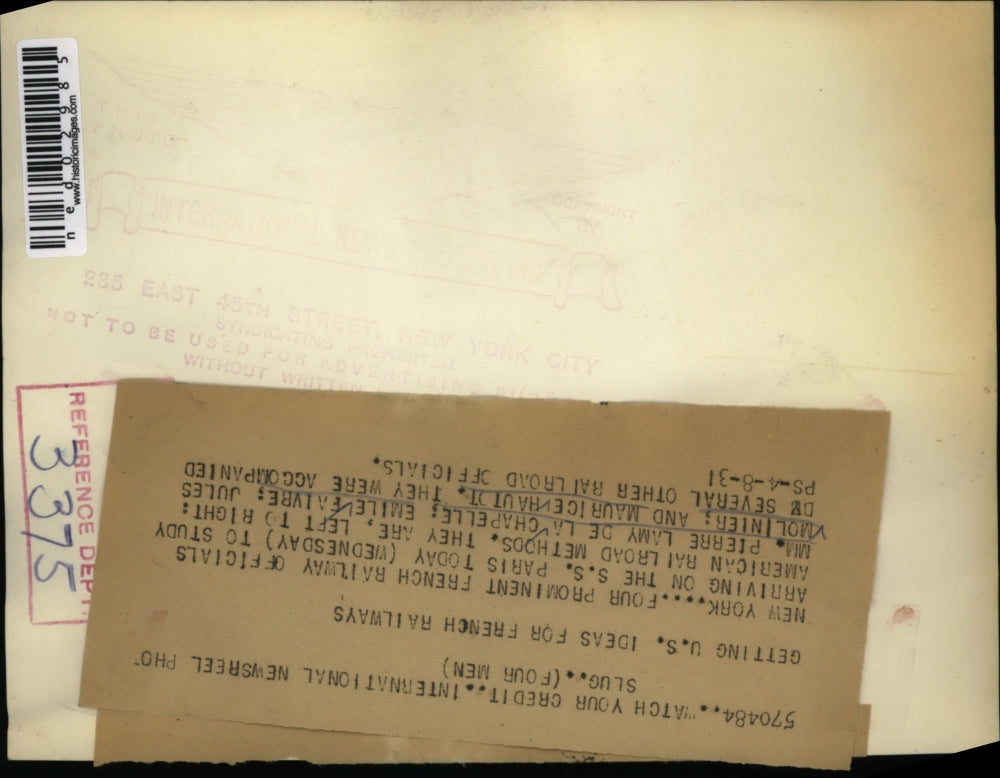 Press Photo PL de la Chapelle, Emile Faivre, Jules Molinier and Maurice Hautot