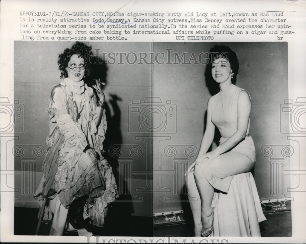 1959 Press Photo Kansas City Mo Mad Maud or Dodo Denney actress - ned03096