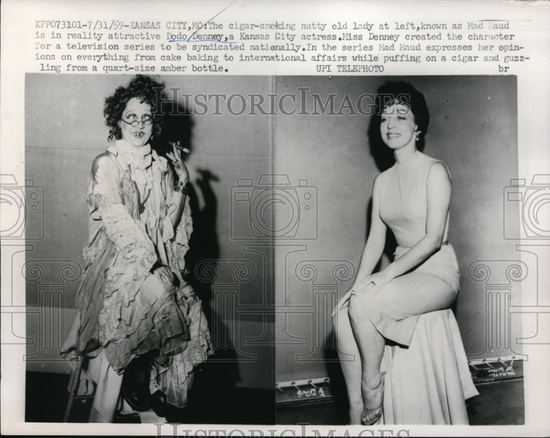 Load image into Gallery viewer, 1959 Press Photo Kansas City Mo Mad Maud or Dodo Denney actress - ned03096
