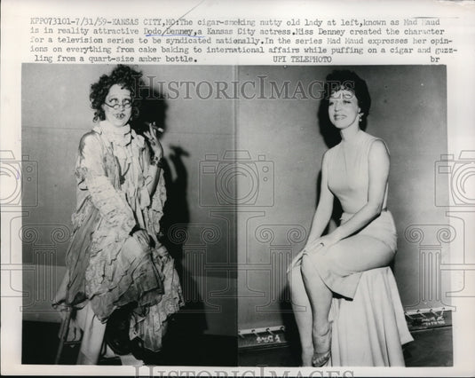 1959 Press Photo Kansas City Mo Mad Maud or Dodo Denney actress - ned03096