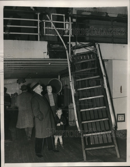 1939 Press Photo NYC Liner President Harding damaged by a hurricane