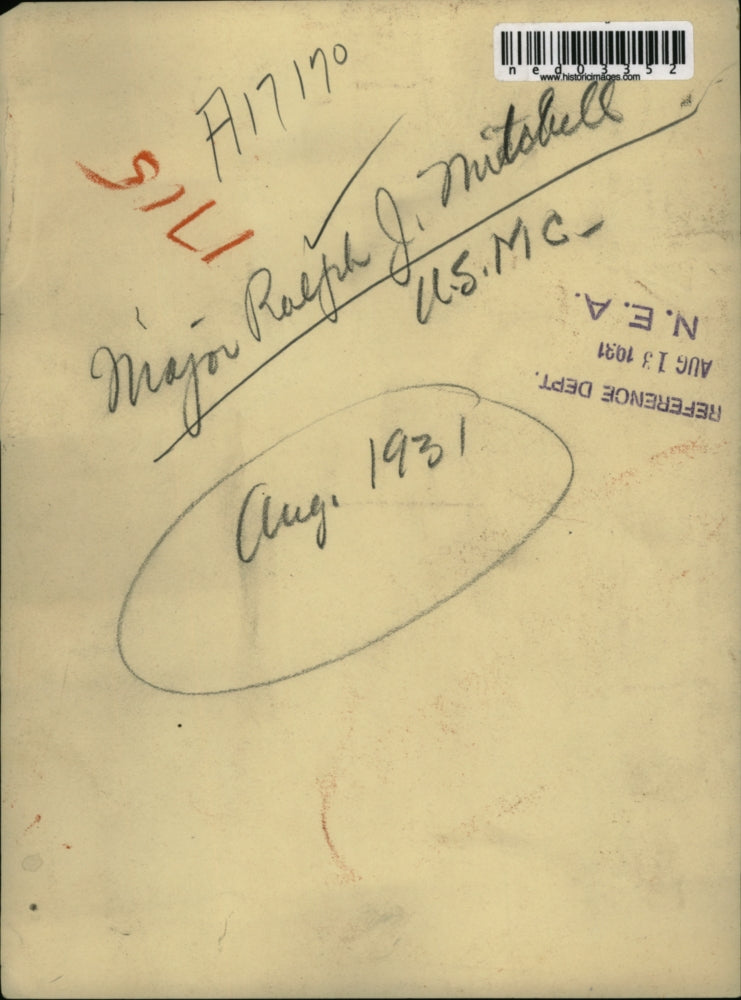 1931 Press Photo Major Ralph J Mitchell USMC - ned03352