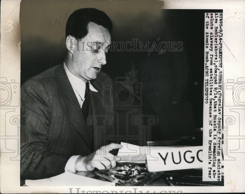 Load image into Gallery viewer, 1949 Press Photo Yugoslavia Deputy Foreign Minister Ales Bebler in Germany
