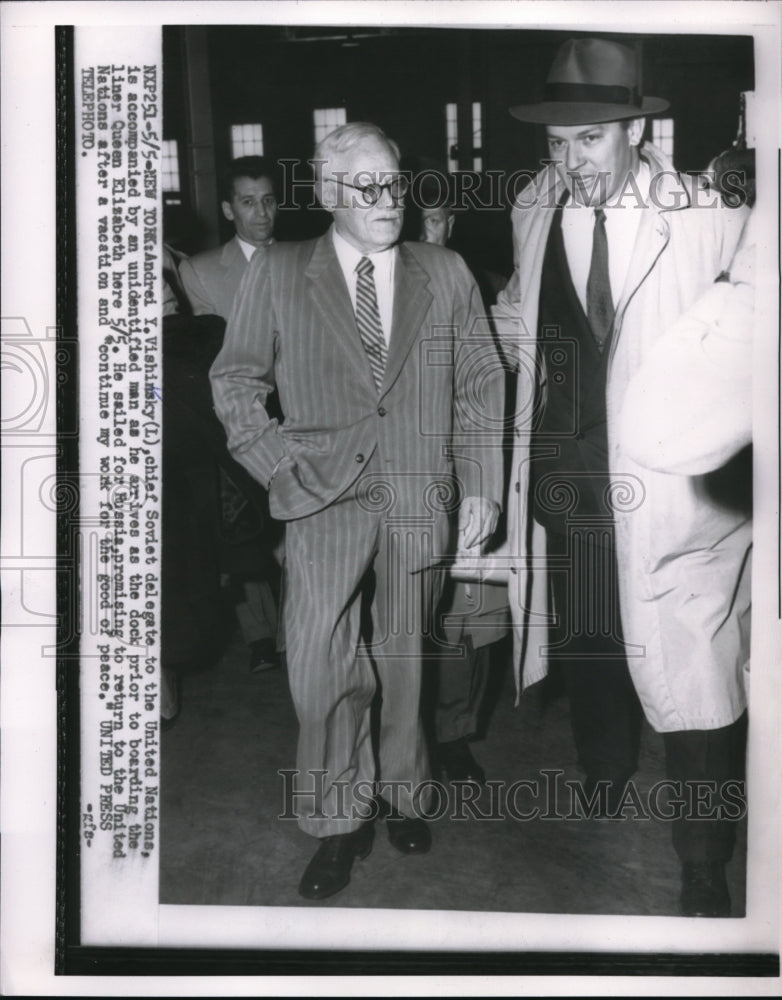 Load image into Gallery viewer, 1954 Press Photo Soviet Foreign Minister Andrei Vishinsky in NYC with others

