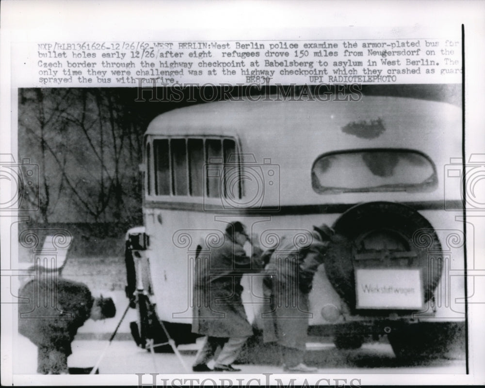 1963 Media Photo Berlin police examine the armor plated bus