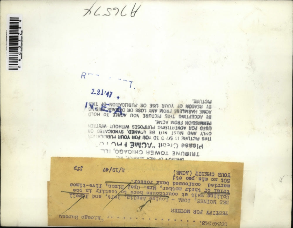 1947 Press Photo Des Moines Iowa Louise Asplin and Jewell Collins to testify