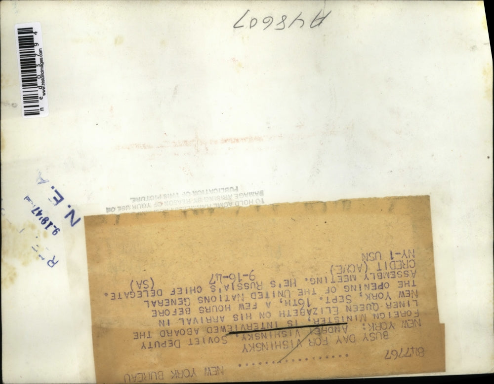 1947 Press Photo NYC Soviet Foreign Minister Andrei Vishinsky interviewed