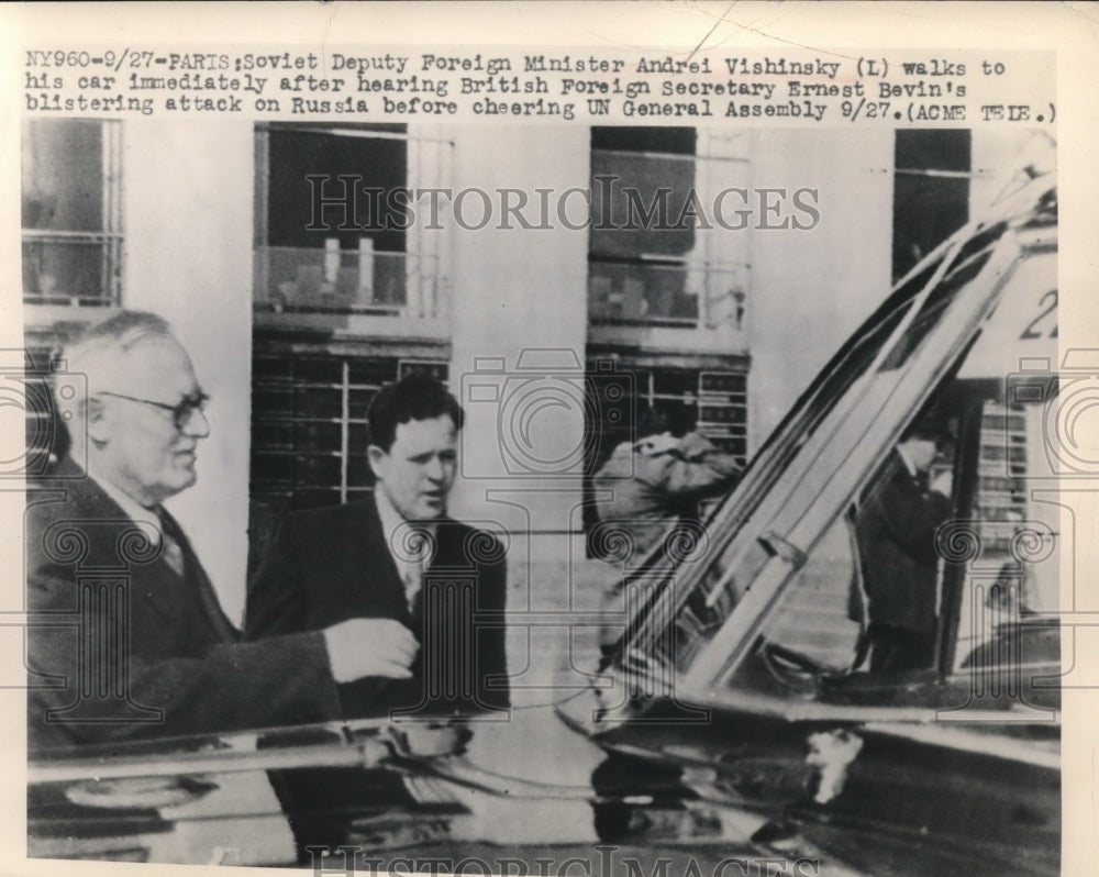 1948 Press Photo Paris, Soviet Foreign Minister Andrei Vishinsky & UN delegates