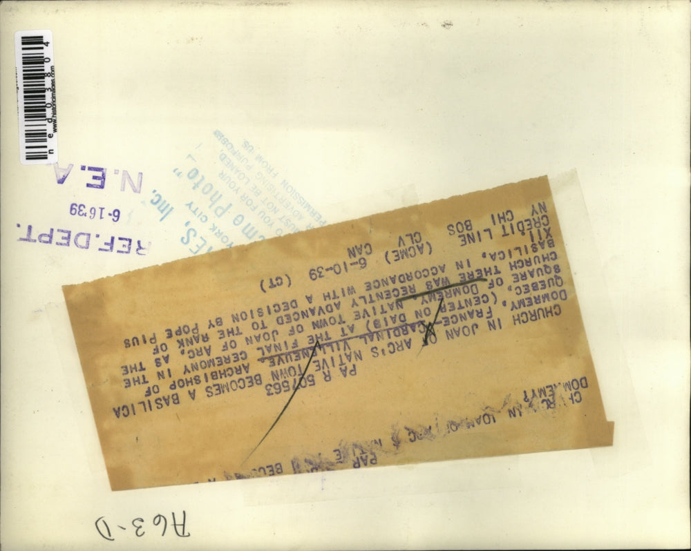 1939 Press Photo Cardinal Villenueve of Quebec at Doremy France