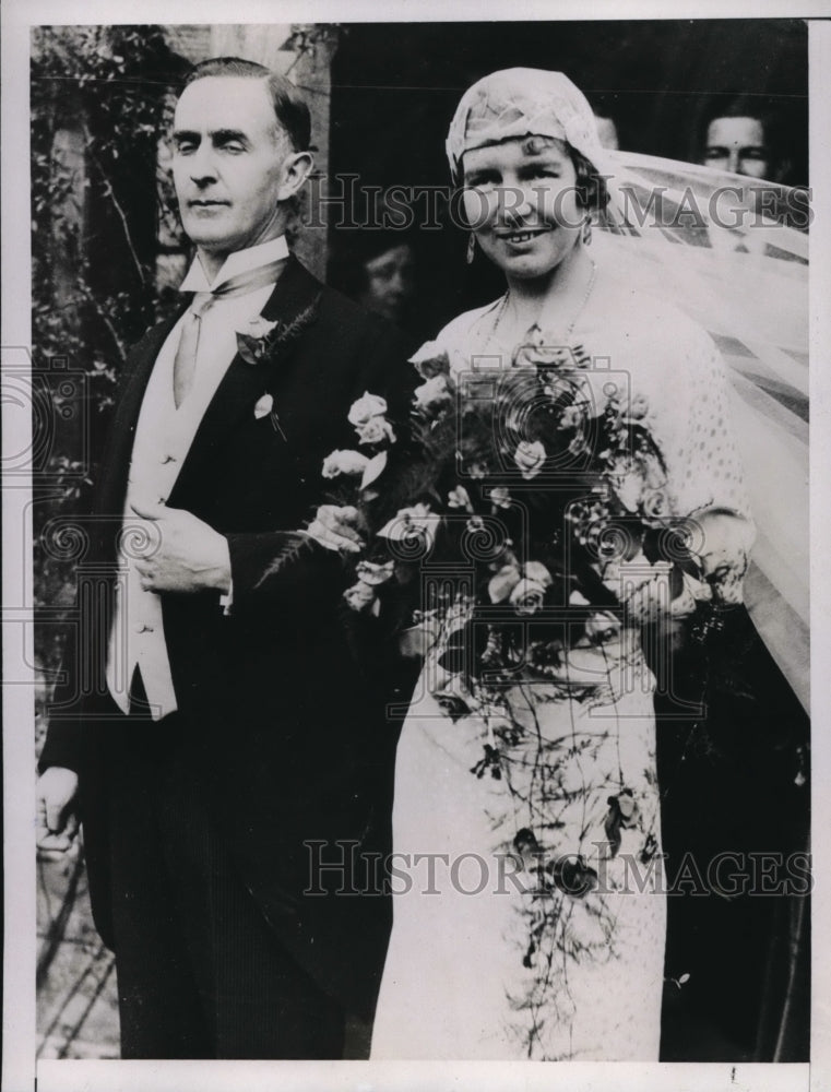 1935 Press Photo Rosalynoe Lodge wedding to Sir Harold E Yarrow in England