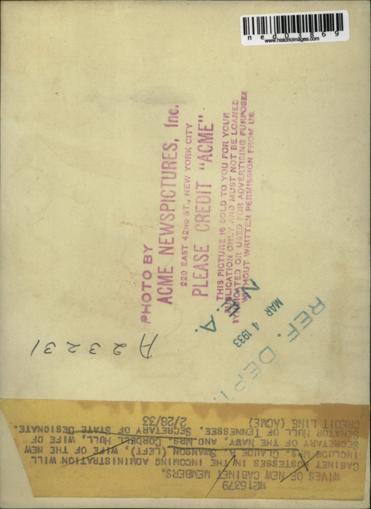 1933 Press Photo Mrs Claude Swanson & Mrs Cordell Hull wife of Sec of State