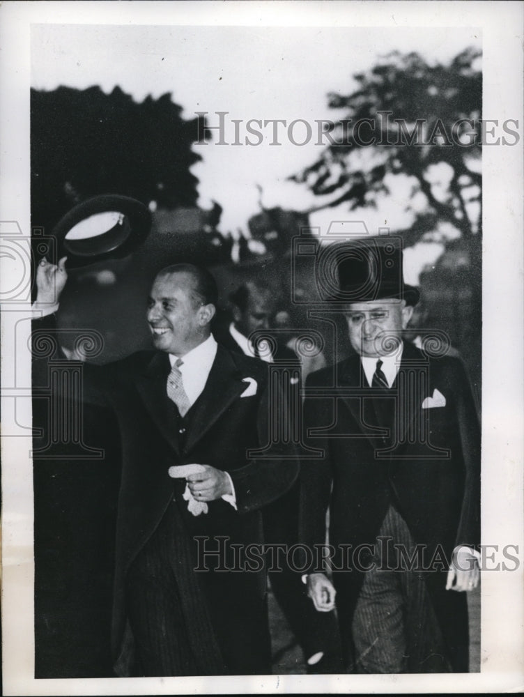 1947 Press Photo Rio De Janiero Brazil, Chile Pres GG Videla & Brazil Pres Dutra