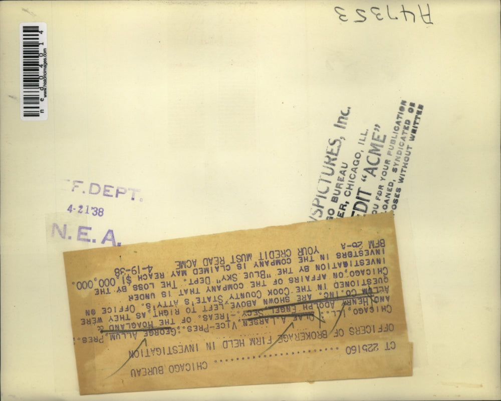 1938 Press Photo Chicago O Larsen VP G Allum, Pres & H Engle Hoagland & Allum